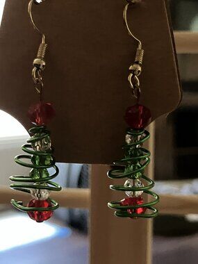 Handcrafted Christmas Tree Earrings